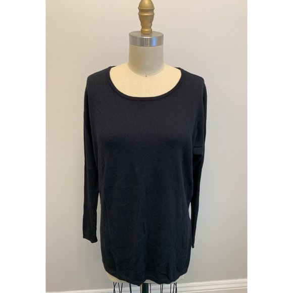 Nordstrom Trouve Side Slit Tunic Sweater Black - Picture 2 of 10